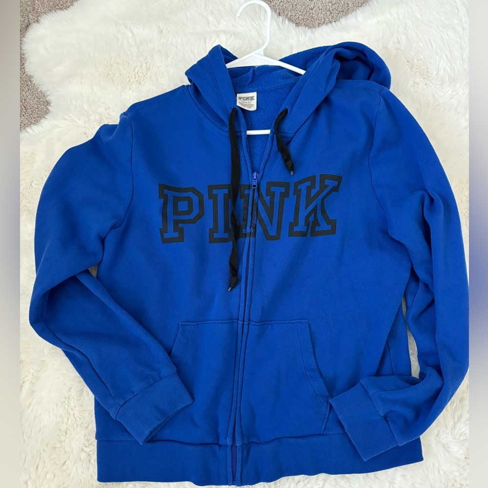 Pink royal blue hoodie and crop sweats LARGE